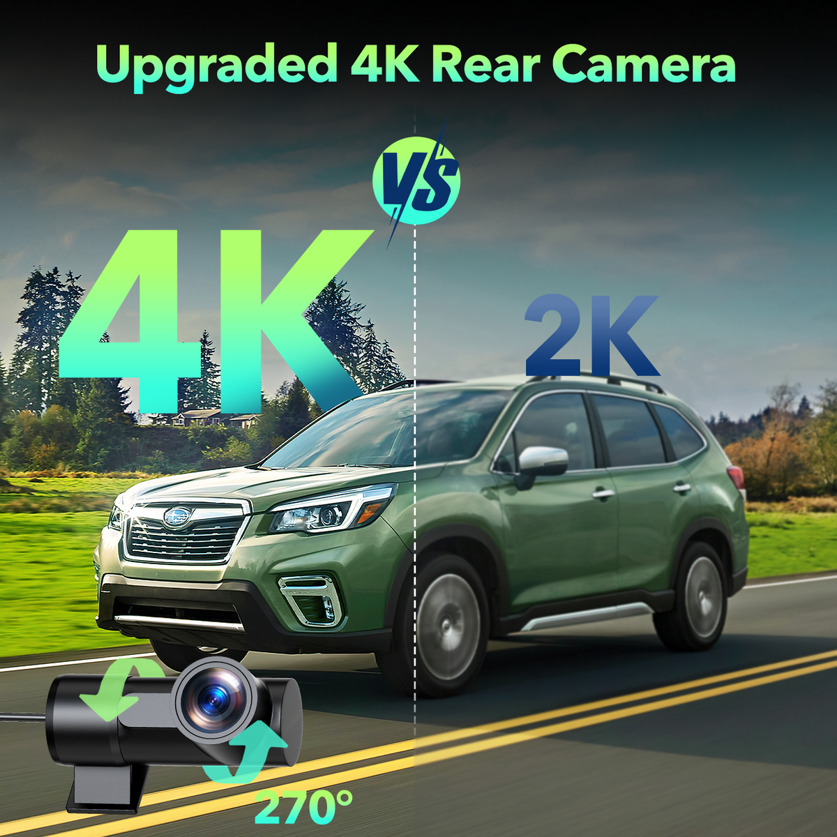TOGUARD CE70 12" Mirror Dash Cam, 2.5K Front + 1080P Rear, Dual Camera, Voice Control, Parking Mode