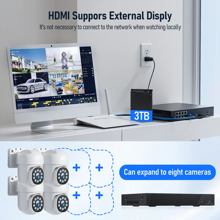 Toguard SC36 4K 5MP Security Camera System PTZ Home CCTV Camera with 8CH NVR and Motion Tracking, Color Night Vision