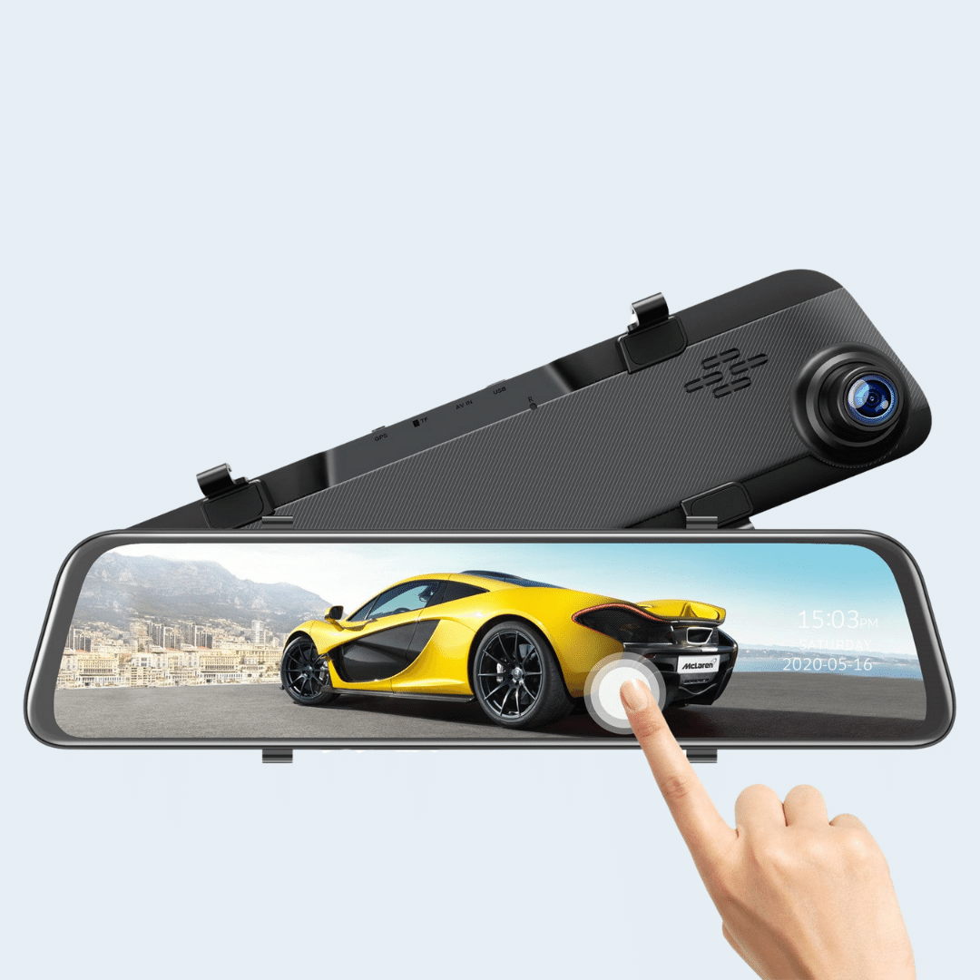 Toguard CE70 12" 2.5K Mirror Dual Lens Dash Camera Touch Screen Front for Cars Backup Camera