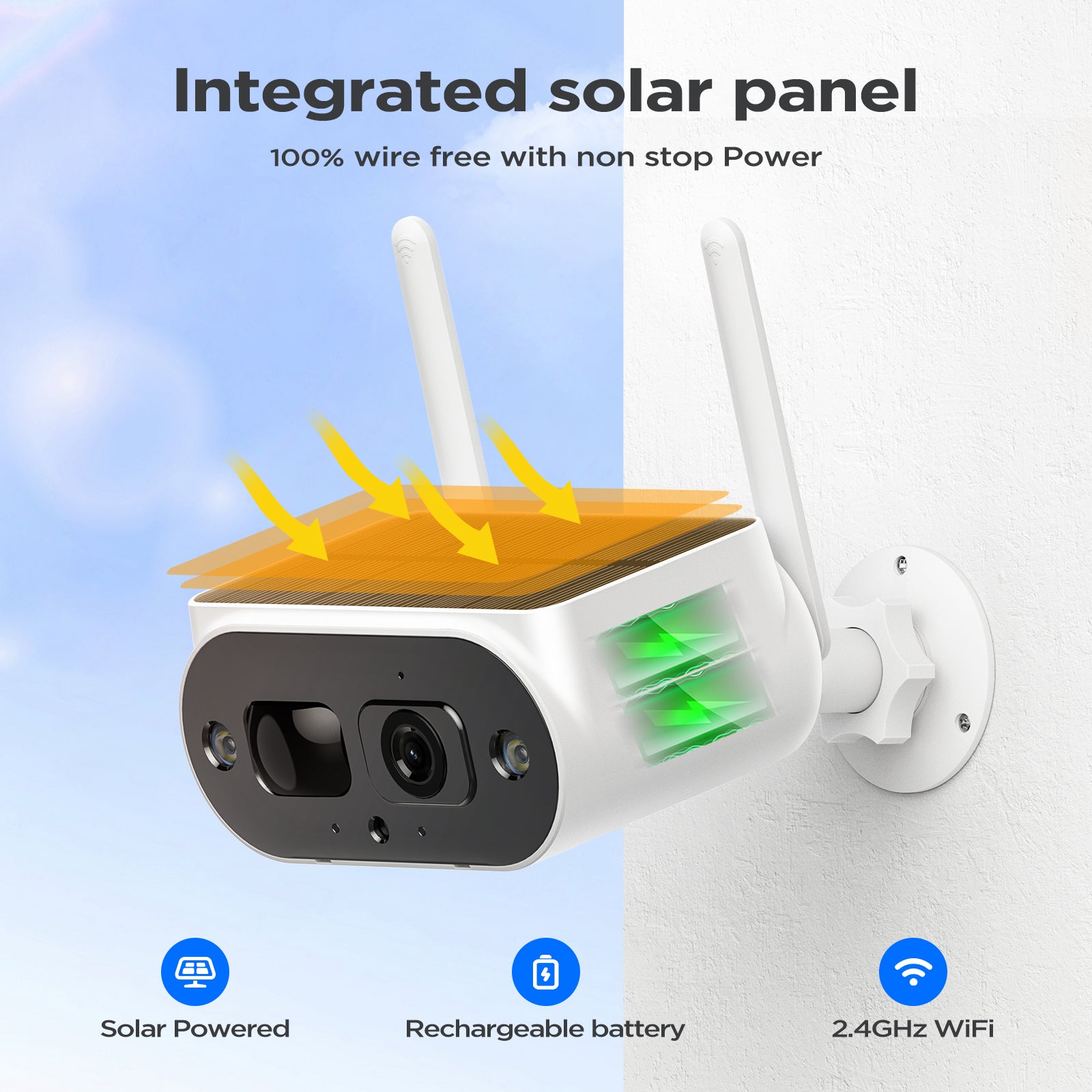 2.5K Solar Security Camera Wireless Outdoor Camera with Spotlight