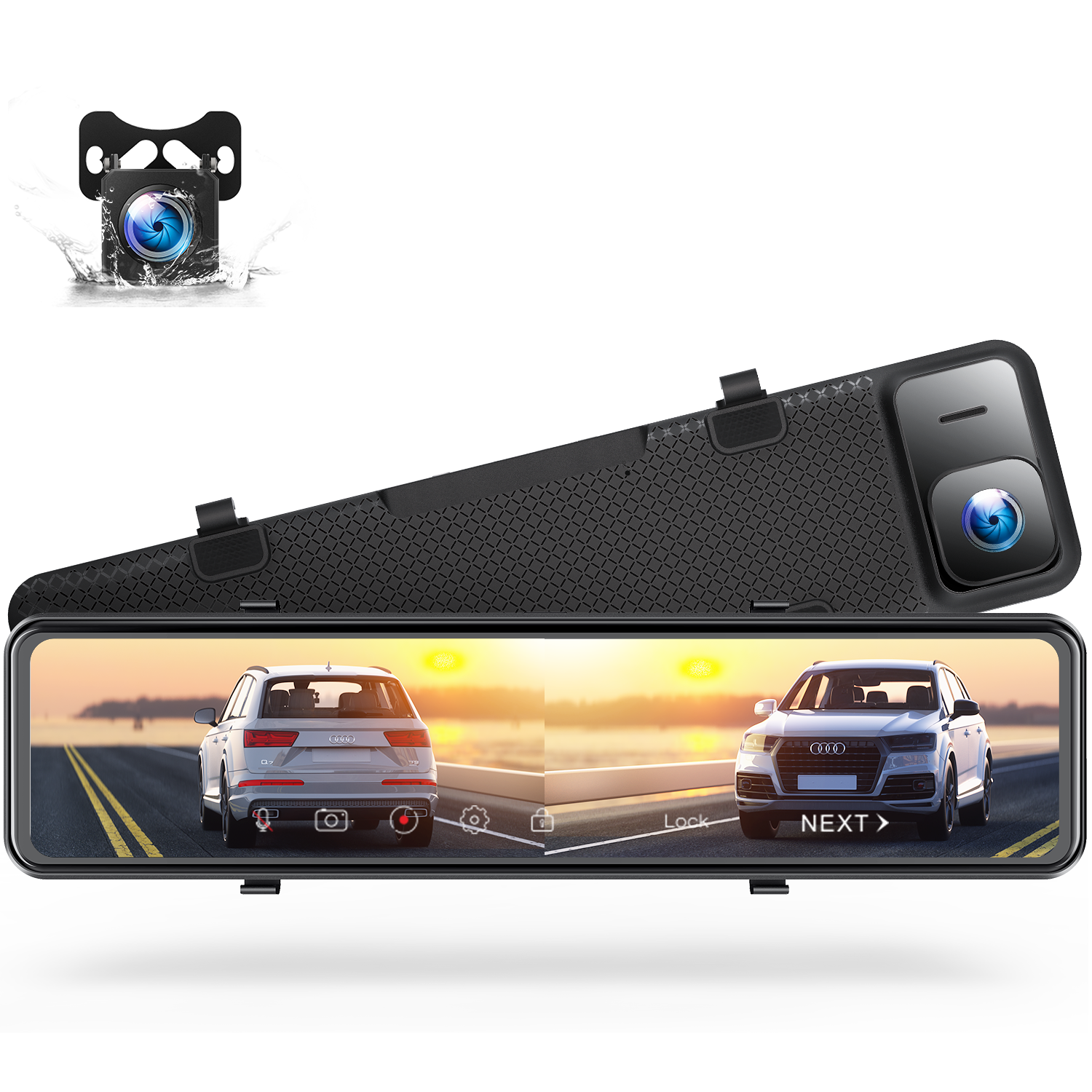 Toguard CE80A 4K Full Touch Screen Rear View Front and Rear Dual Dash Cam Waterproof Reverse Camera Mirror（Only sold in AU&UK）