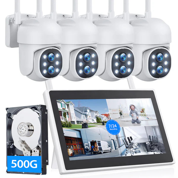 Toguard SC37 2K Security Camera System 10CH Expandable Home Dual Lens Cams with 10.1'' LCD Monitor and Color Night Vision