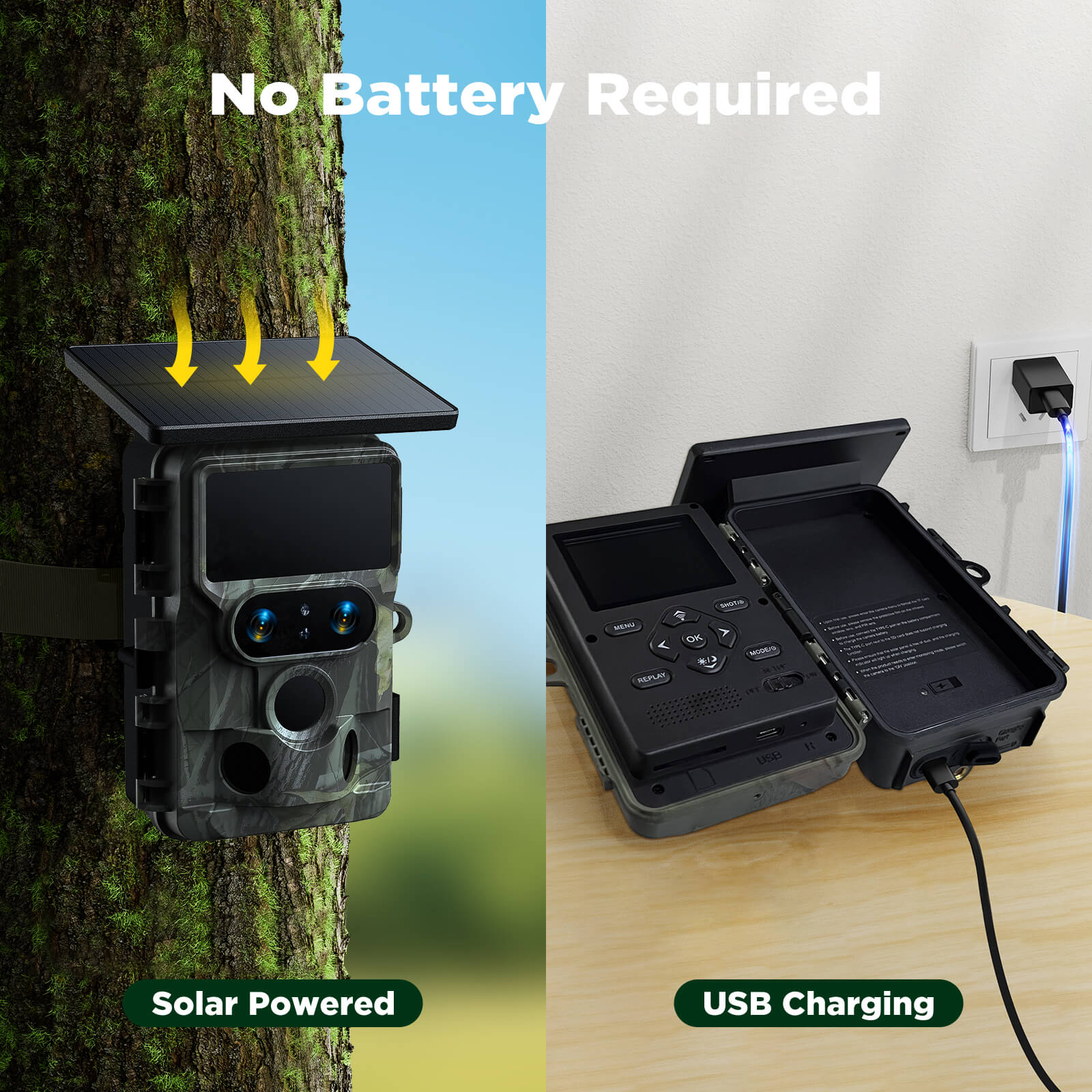TOGUARD TC22 4K 60MP Solar Trail Camera, Starlight Night Vision for Wildlife Monitoring