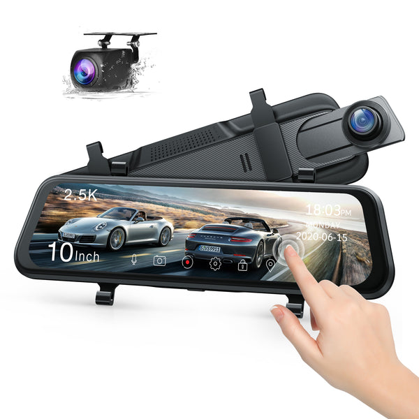 Toguard CE60H 2.5K Mirror Dash Cam pour voitures avec caméra de recul étanche