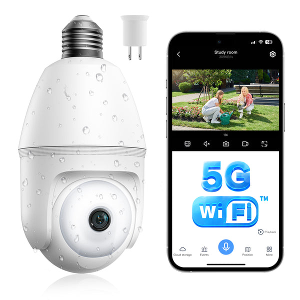 Toguard SC47 1080P 2MP WiFi Security Camera for Home Outdoor Bulb Camera Support 2.4G/5G WiFi, Motion Detection and Siren Alarm