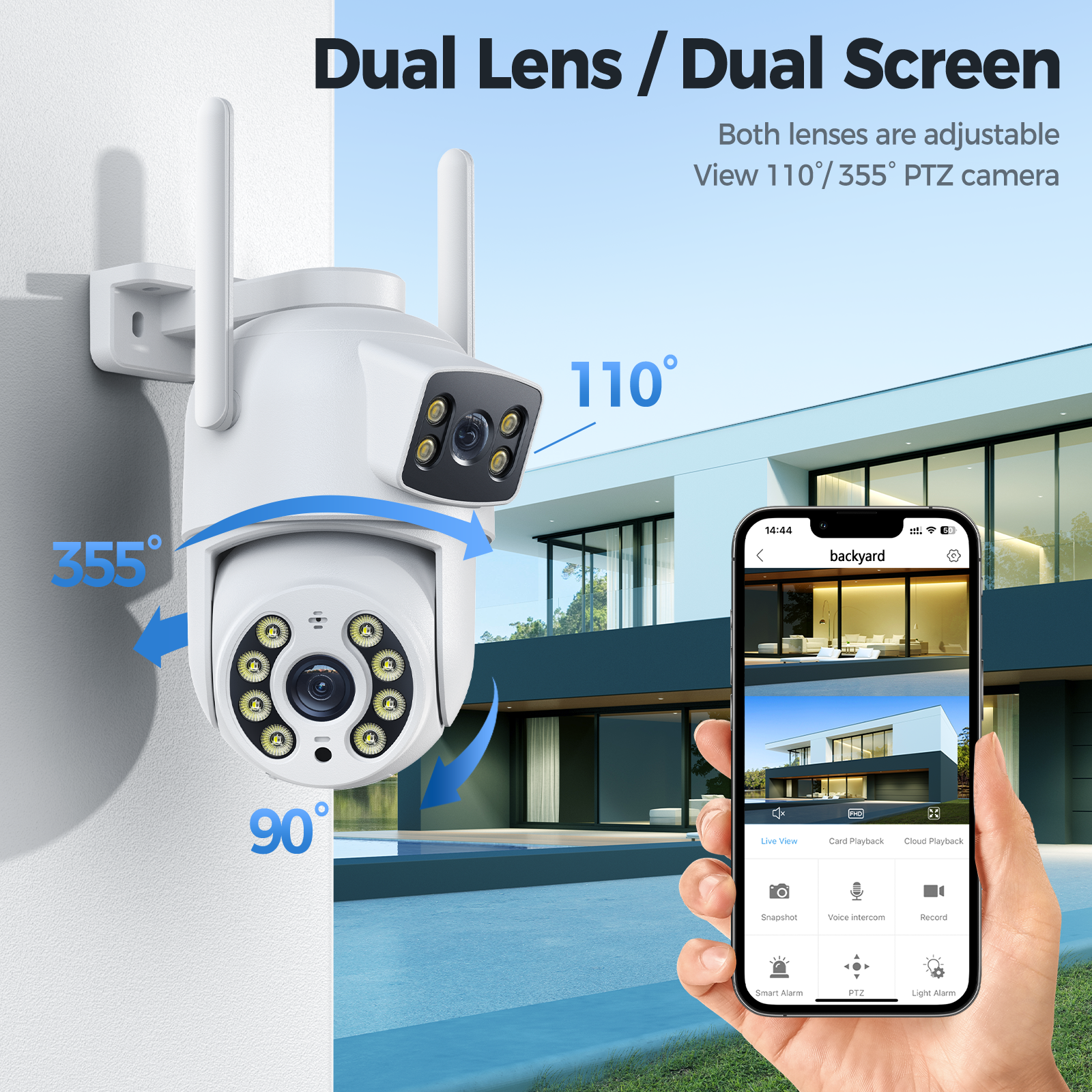 Toguard SC40 2K 3MP Dual Lens Outdoor Security Camera with Color Night Vision, Motion Detection and Humanoid Tracking