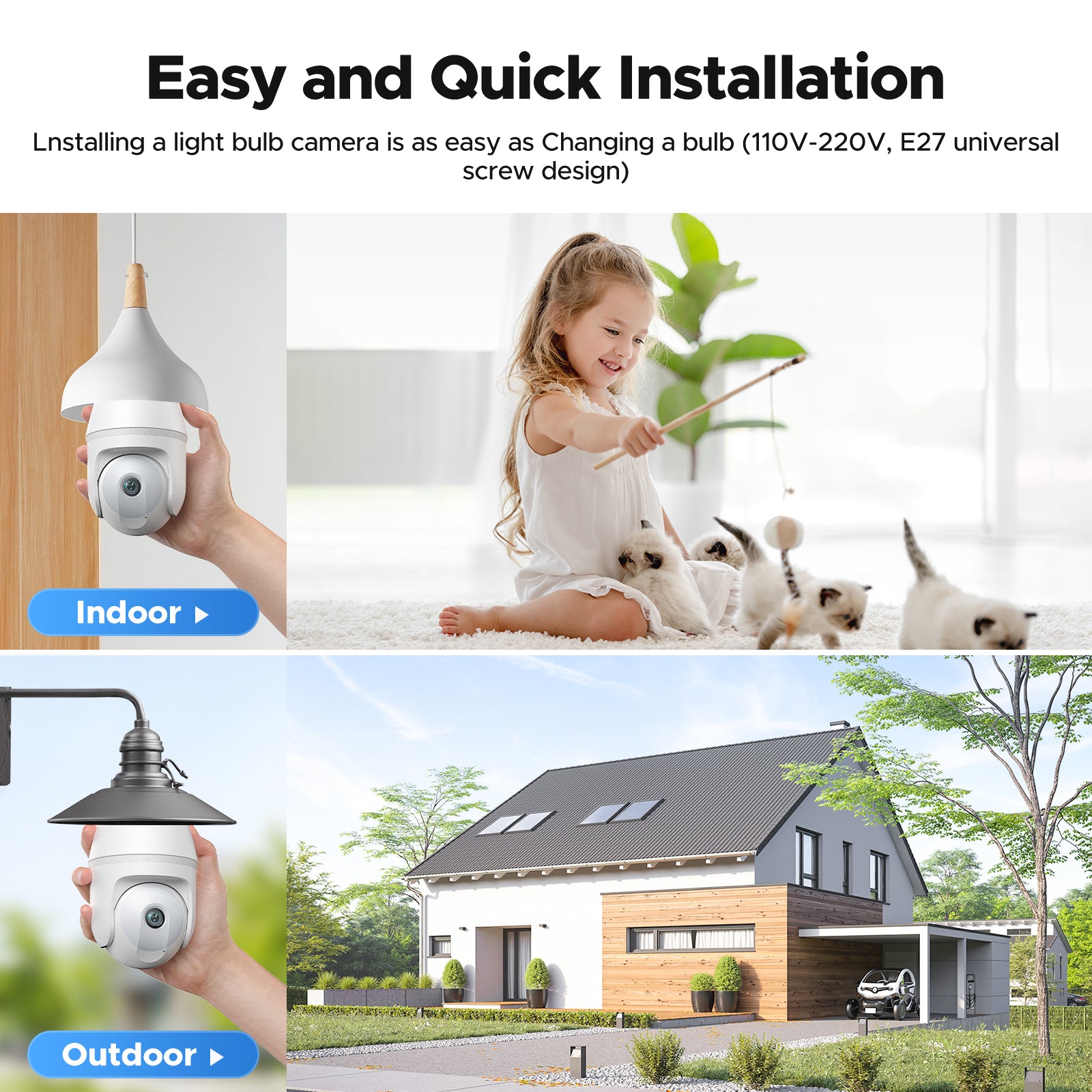 Toguard SC47 1080P 2MP WiFi Security Camera for Home Outdoor Bulb Camera Support 2.4G/5G WiFi, Motion Detection and Siren Alarm