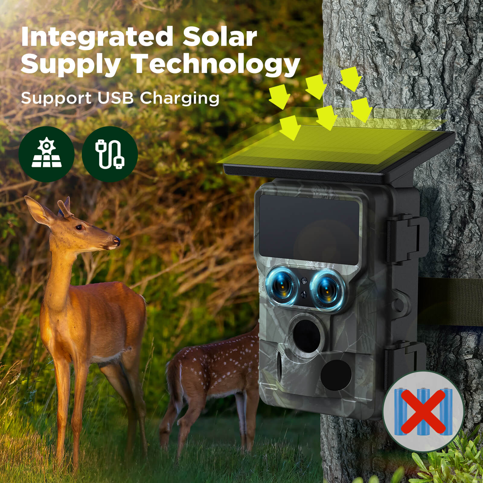 TOGUARD TC22 4K 60MP Solar Trail Camera, Starlight Night Vision for Wildlife Monitoring