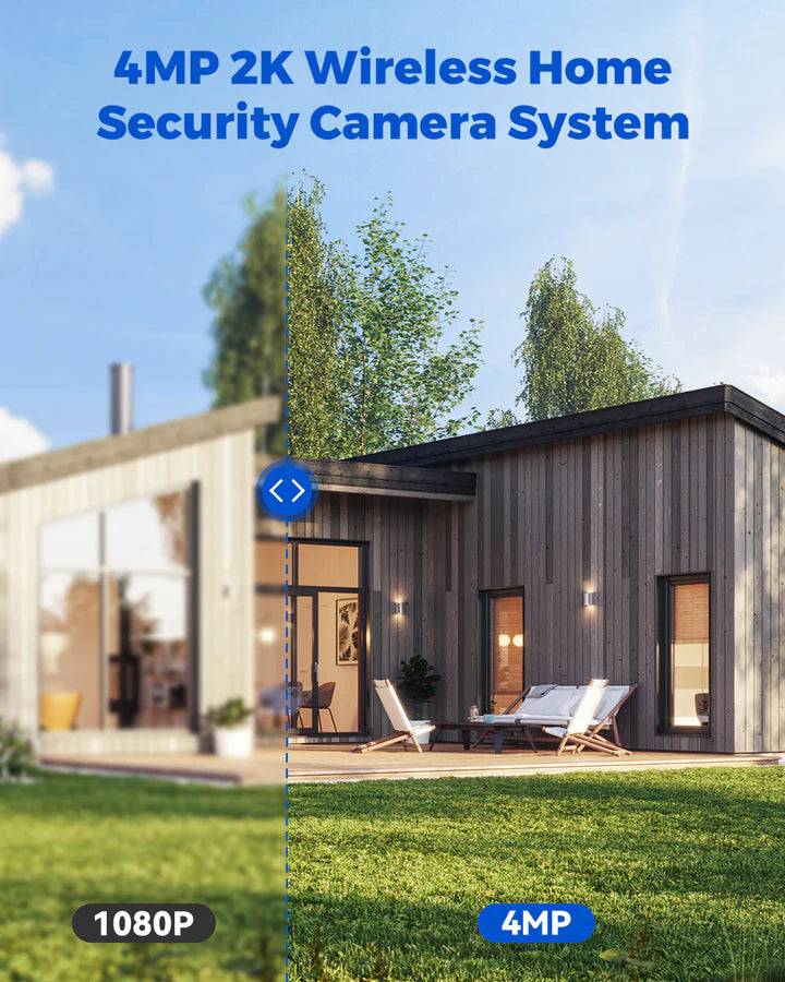 Toguard SC44 4MP Wireless Solar Security Camera System with 7'' Portable Touchscreen Monitor, Motion Tracking and Color Night Vision