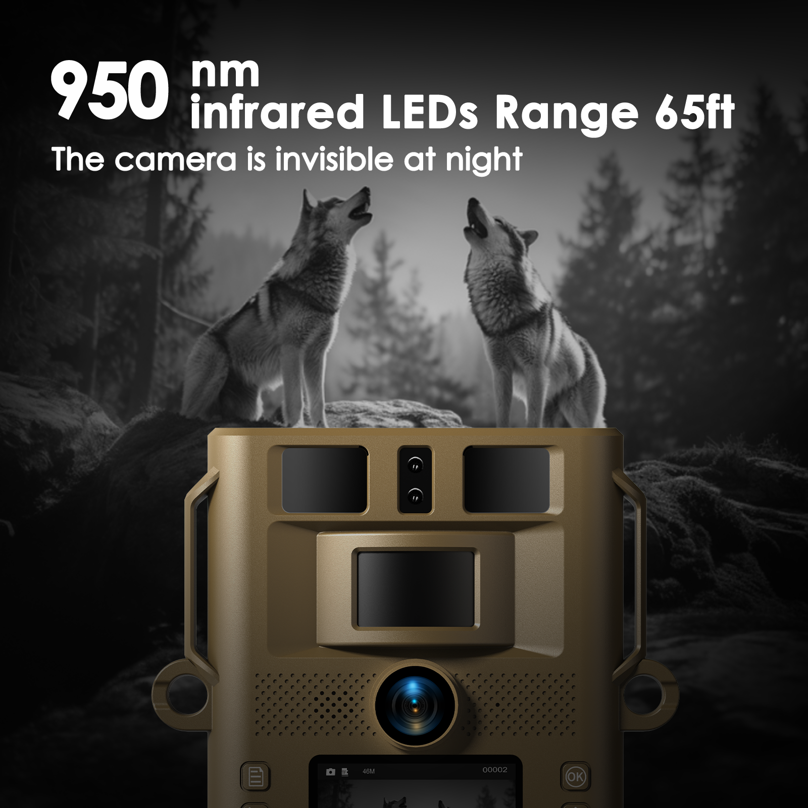  4K Solar Tracking Camera 48MP Slim WiFi Game Camera with 950nm Night Vision and 120° Wide Angle for Wildlife Monitoring