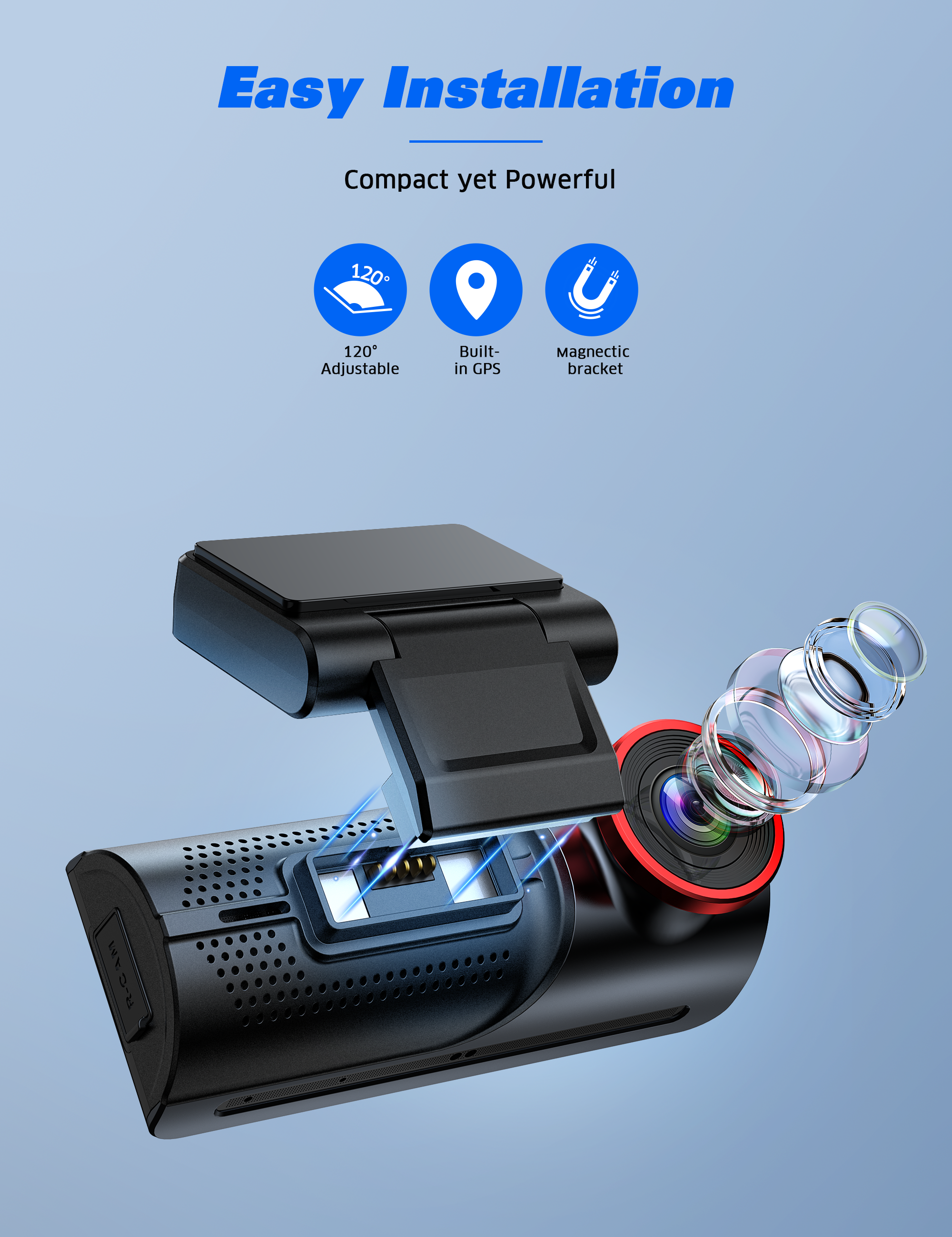 4K+1080P WiFi Front and Rear Dual Dash Camera