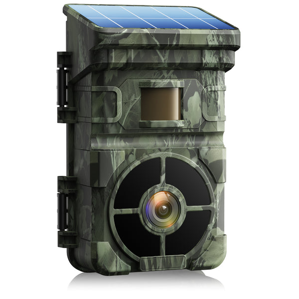  1080P Solar Trail Camera, Game Wildlife Hunting & Trail Cameras with 120° Detection Angle Night Vision Motion Activated