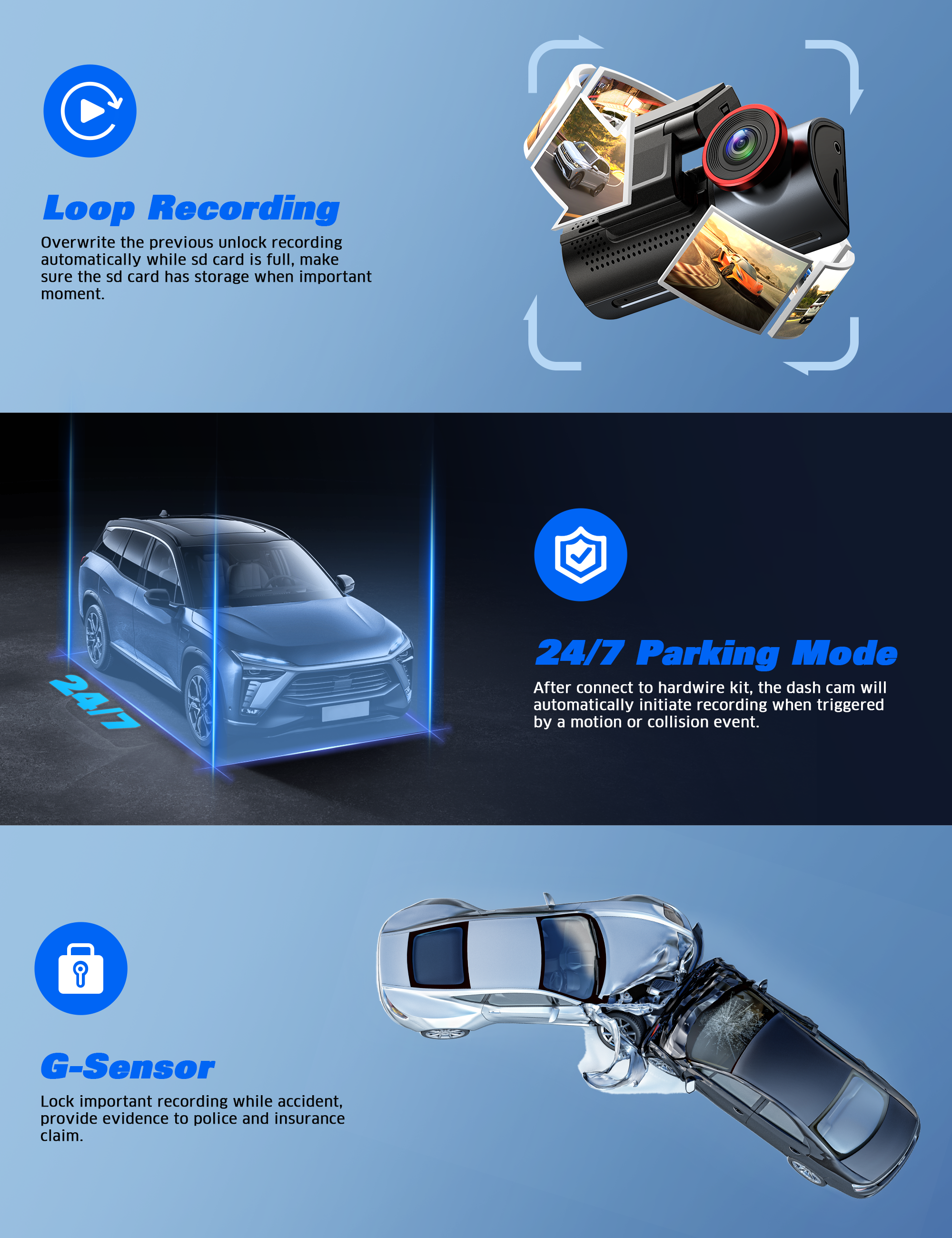 4K+1080P WiFi Front and Rear Dual Dash Camera