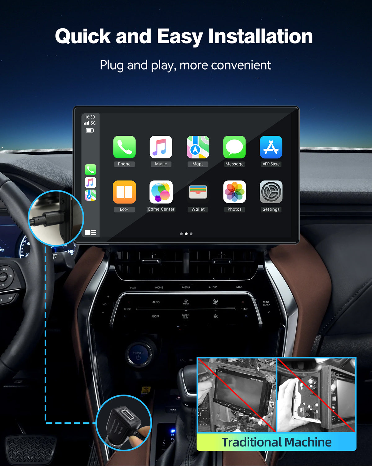 Wireless Apple Carplay and Android Auto 9 Inch Touch Screen