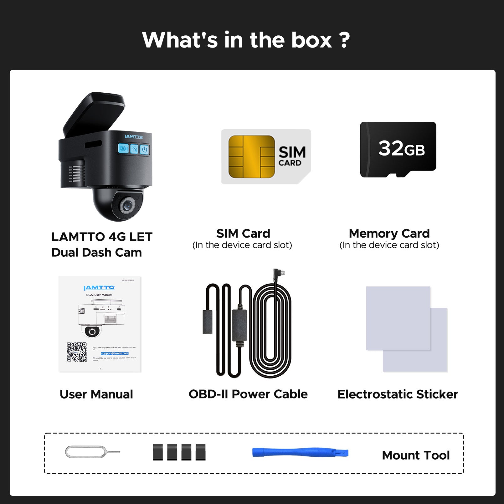 4G LTE Cellular Dash Cam, Remote Live-View & Location Event Video Alarm & Cloud Storage Car Security Camera