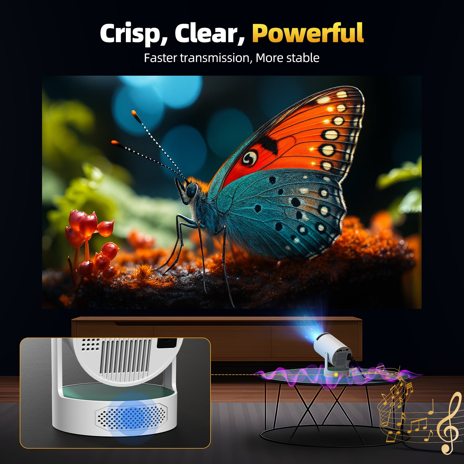 Mini Projector with WiFi and Bluetooth, Smart Portable Movie Projector ...