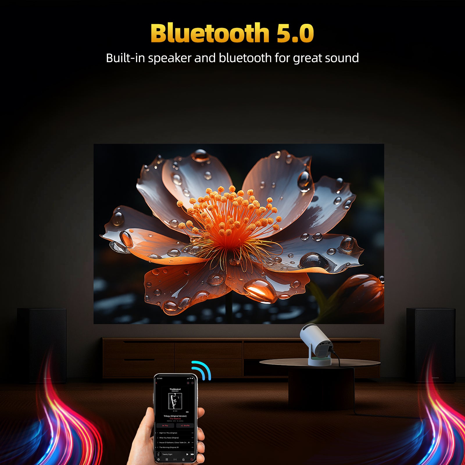 Mini Projector with WiFi and Bluetooth, Smart Portable Movie Projector ...