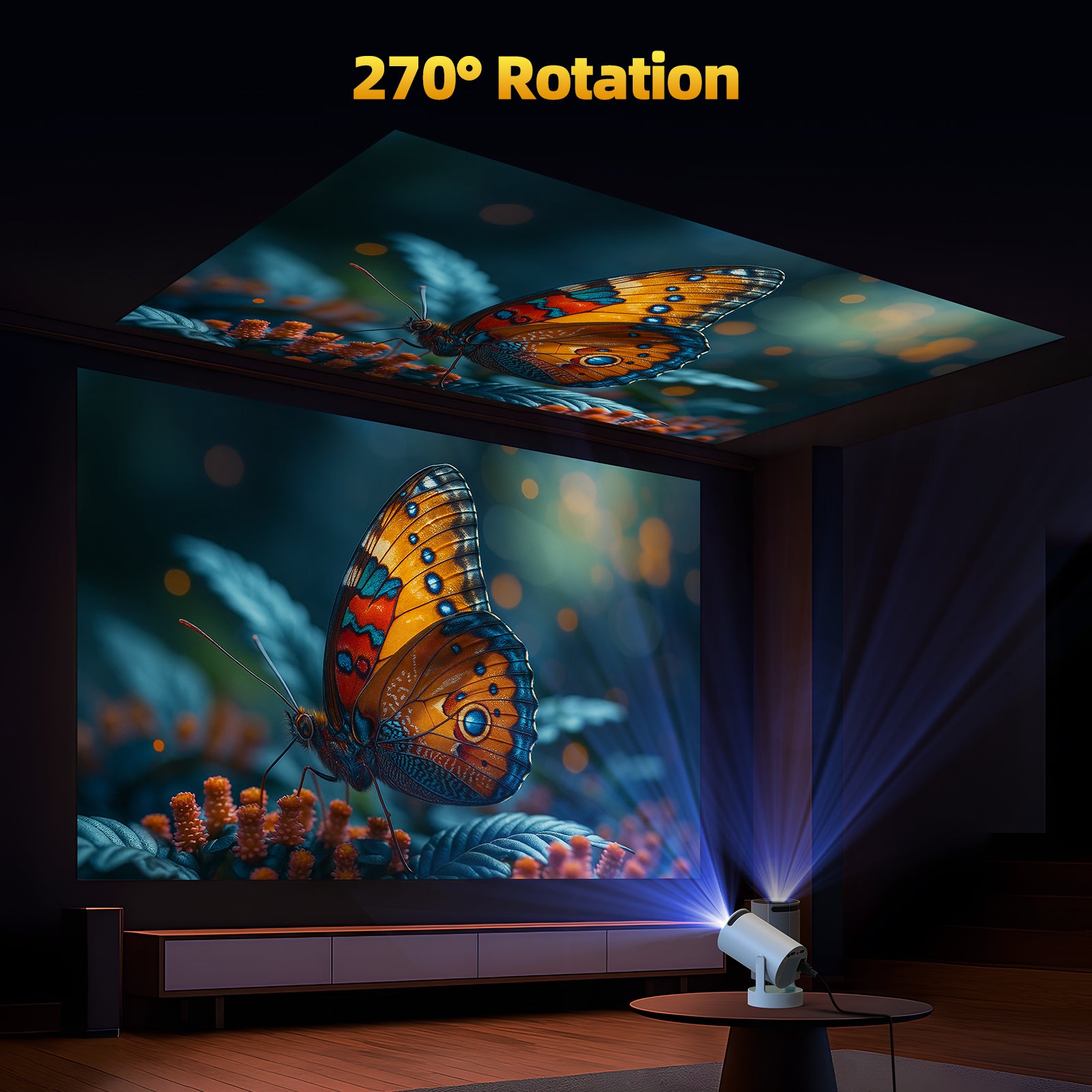 Camera Projecter Mini Projector with WiFi and Bluetooth, Smart Portable Movie Projector ...