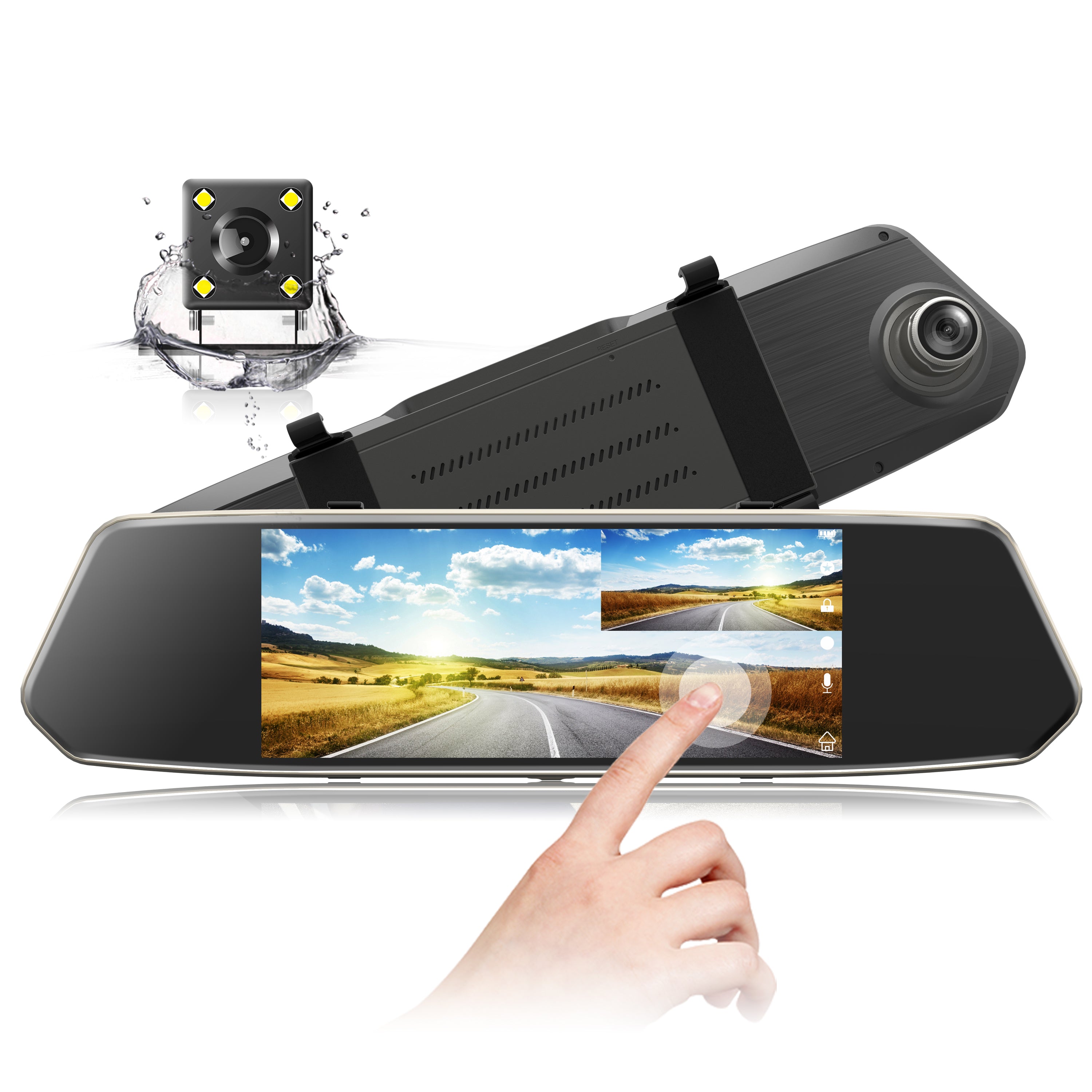 Toguard CE35A double lentille Dash Cam caméra écran tactile avant pour caméra de recul de voitures