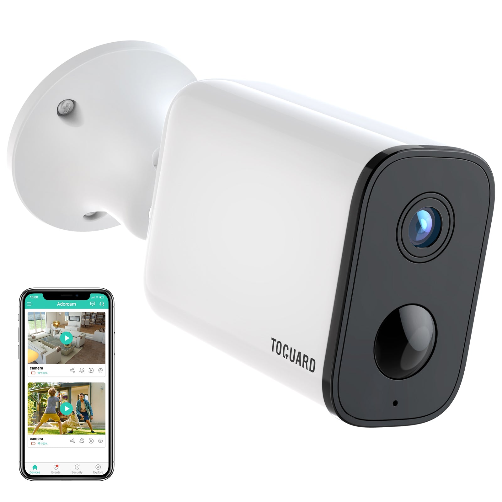 Caméra de sécurité extérieure sans fil Toguard AP35, caméra de surveillance rechargeable, caméras alimentées par batterie pour la sécurité à domicile