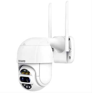 TOGUARD AP30 2MP Double Objectif, Surveillance WiFi à Domicile avec Détection de Mouvement, Résistant aux Intempéries, Caméra de Sécurité Extérieure PTZ