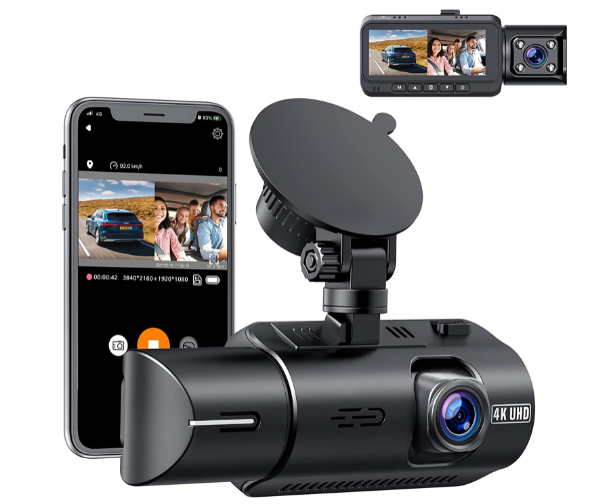 Toguard CE67A 4K Front und Inside GPS WiFi 2160P + 1080P Dual Dash Camera