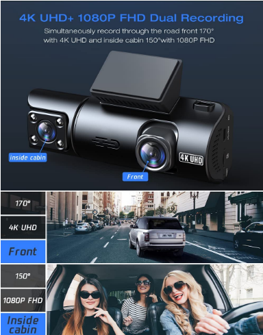 Toguard CE67A/DC13 4K Front and Inside GPS WiFi 2160P+1080P Dual Dash Camera（Out of stock in the US）