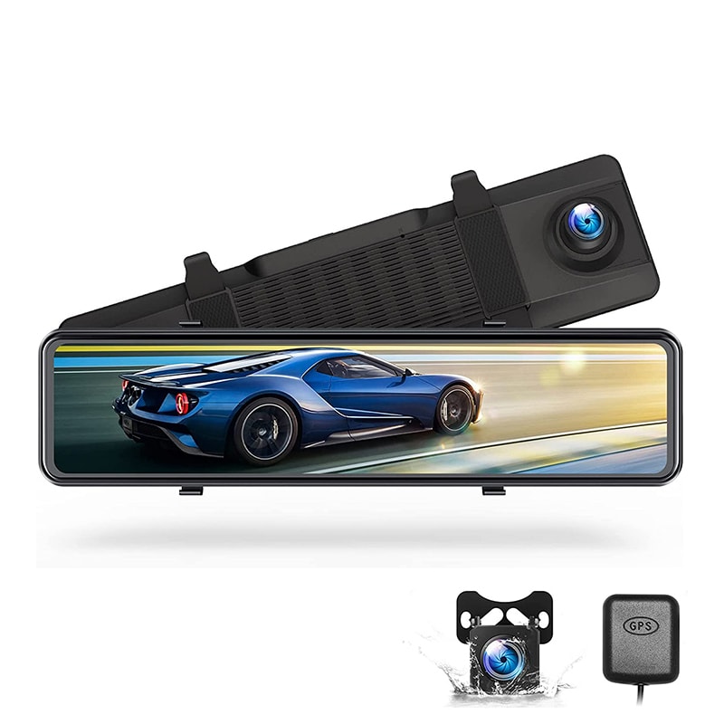 Toguard CE80B 4K Mirror Dash Cam, GPS Full Touch Screen 12" Voice Control Backup Camera （Out of stock in Canada）