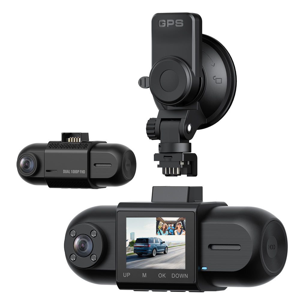 Toguard DC35 1080P Front and Inside Dual Dash Cam Built-in GPS For Tracking Speed And Route