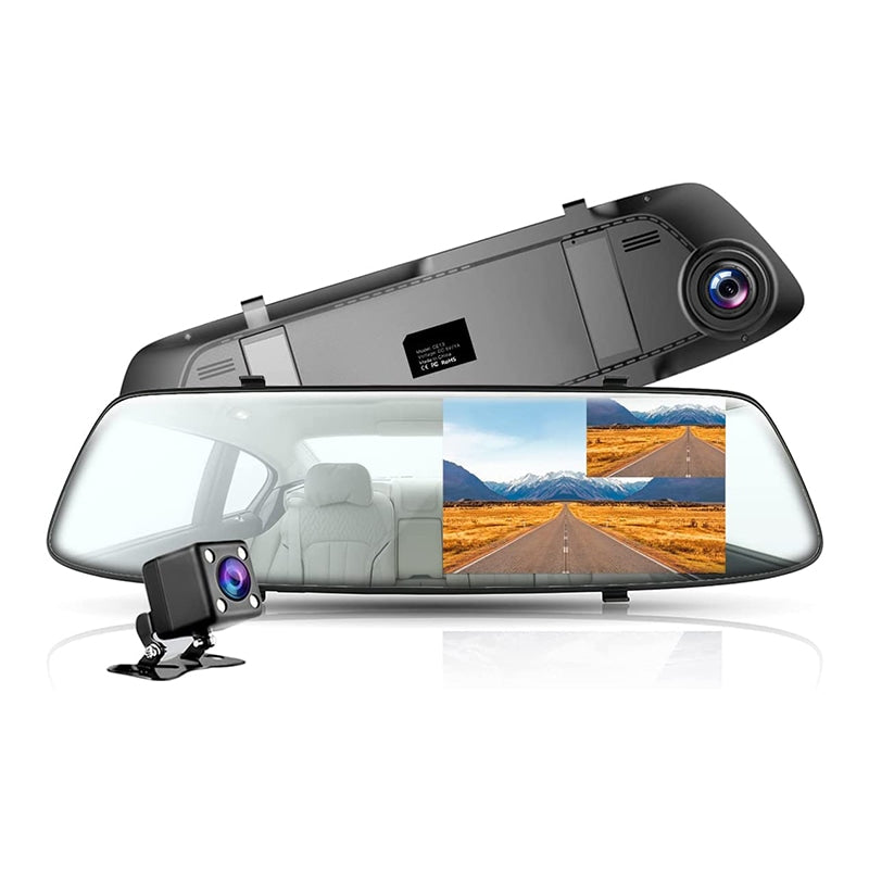 Toguard CE13 Caméra de tableau de bord à double lentille à écran tactile avant pour caméra de recul de voitures