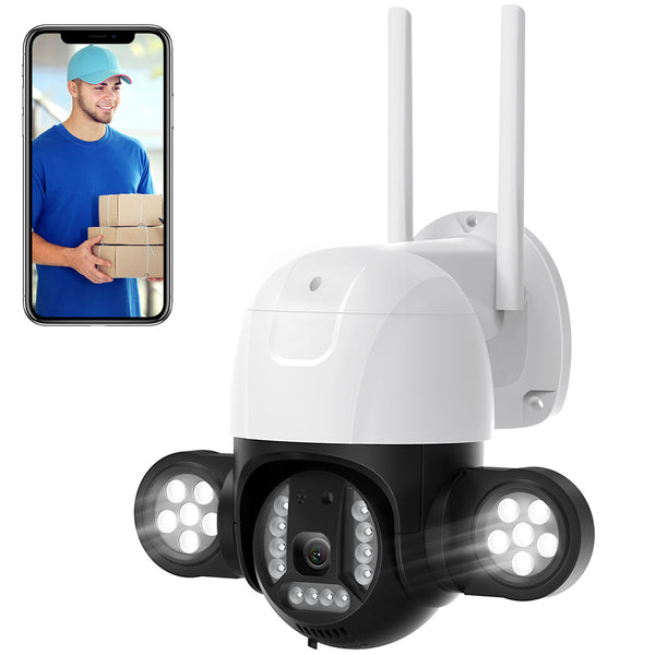 Toguard AP15 3MP PTZ WiFi Security Camera Outdoor Wireless Floodlights, IP Dome Camera with AI Human Detection HD Color (Only Available in the U.S)