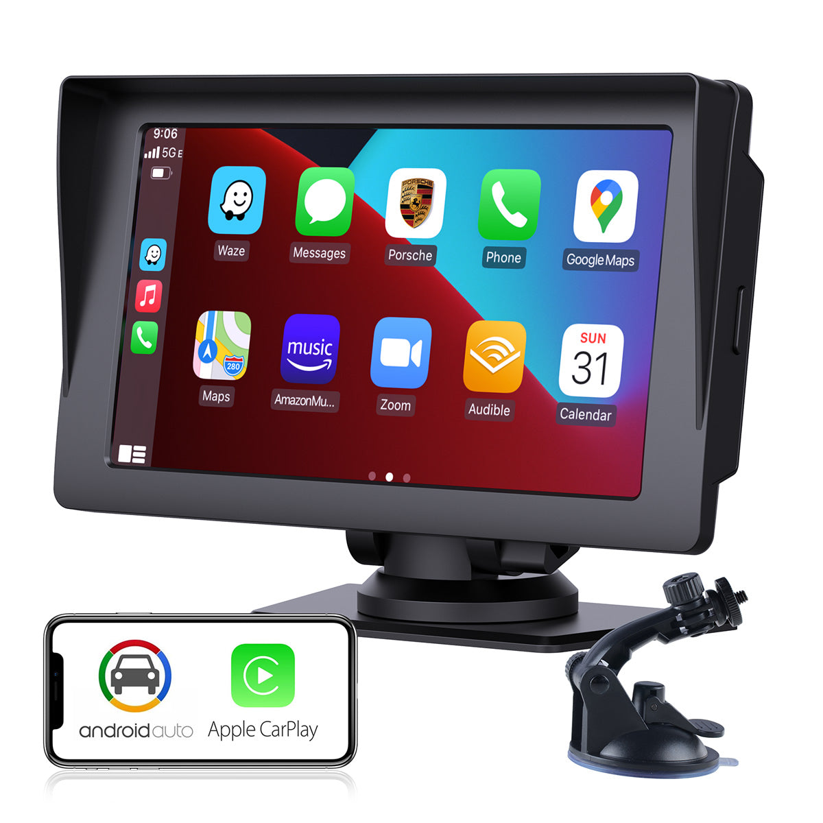  Wireless Apple Carplay & Android Auto for Car Stereo, Portable  7 Inch Apple Car Play Touch Screen Sync GPS Navigation Audio Car Radio  Receiver for Car, Bluetooth, Siri, Multimedia Player, FM 