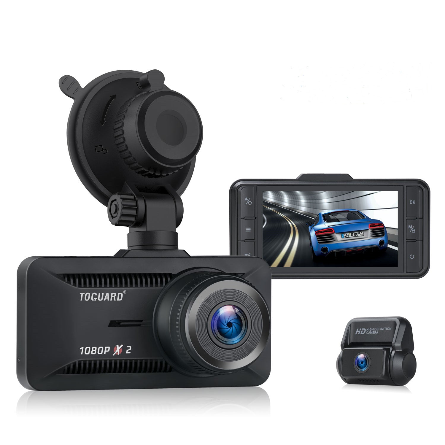 Caméra de tableau de bord WiFi - Double caméra de tableau de bord Full HD  1080p pour voitures, enregistreur de conduite avant et arrière avec  application téléphone, capteur G, grand angle 170°