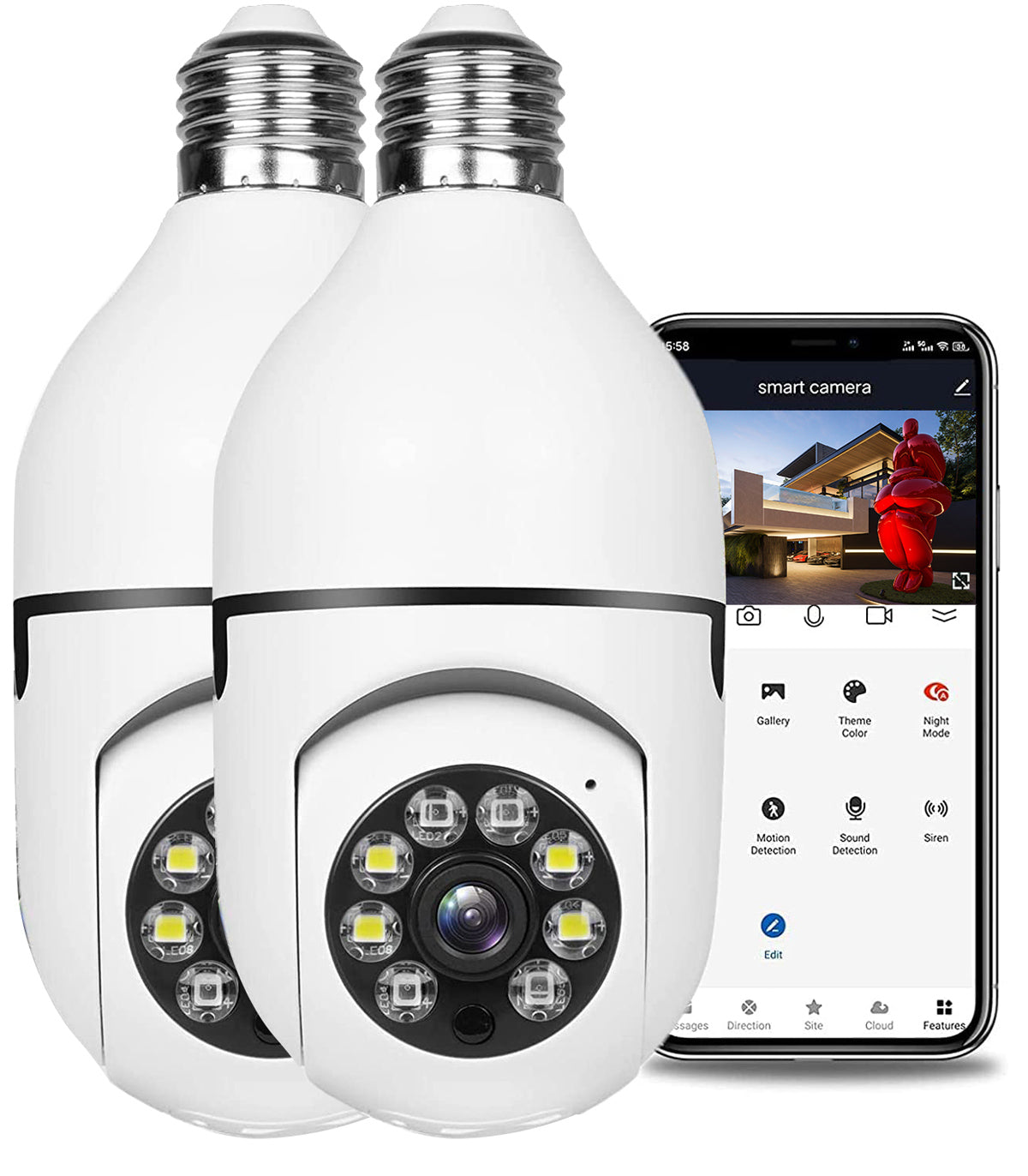 Toguard SC07 1080P Color Night Vision WiFi Light Bulb Security Camera
