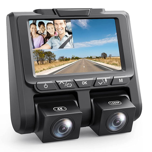 Toguard CE45A 4K Dual Dash Cam 2160P + 1080P Caméra avant et intérieure Carbin Dash pour voitures avec écran LCD 3"