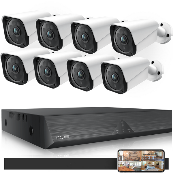 Toguard W208 8CH 1080P Outdoor Lite Wired DVR Security Surveillance Cameras with 3TB Hard Drive (Not Available In Europe)