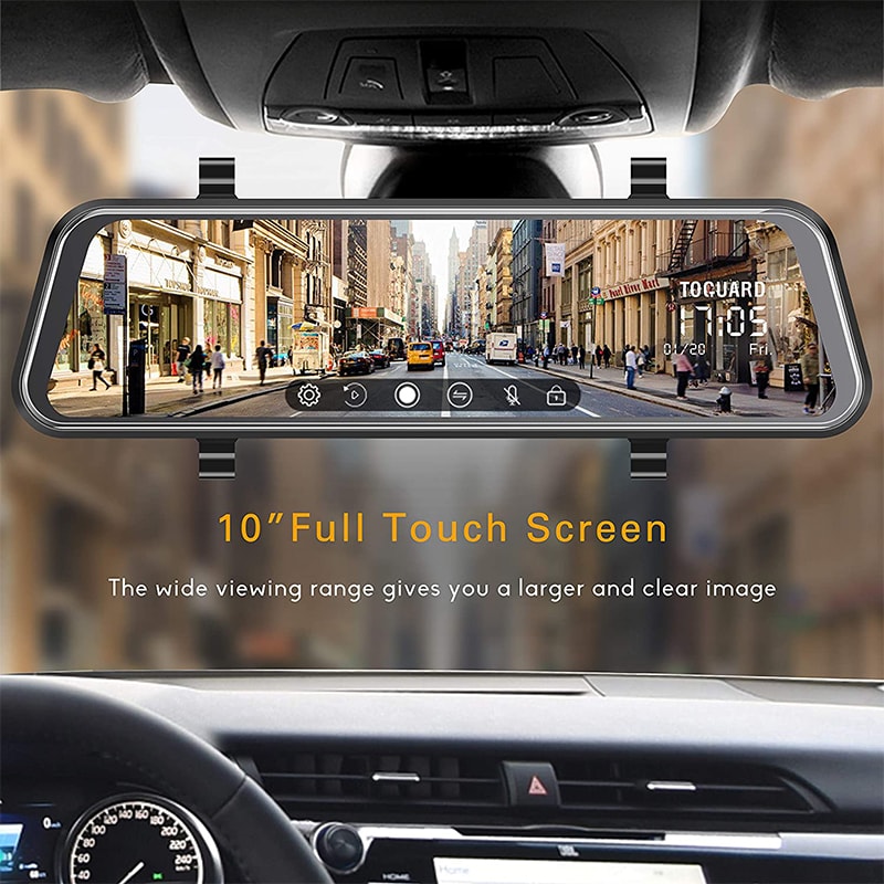 Toguard CE60H 2.5K Mirror Dash Cam pour voitures avec caméra de recul étanche