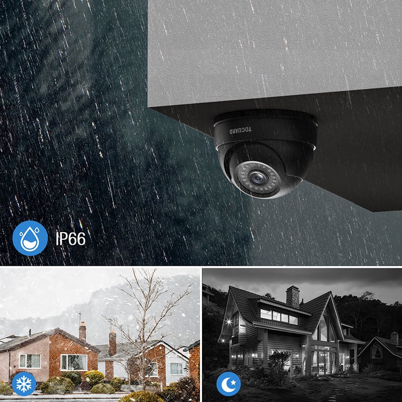 TOGUARD W220 Système de caméra de sécurité domestique 1080P Night Owl CCTV AHD filaire extérieur étanche