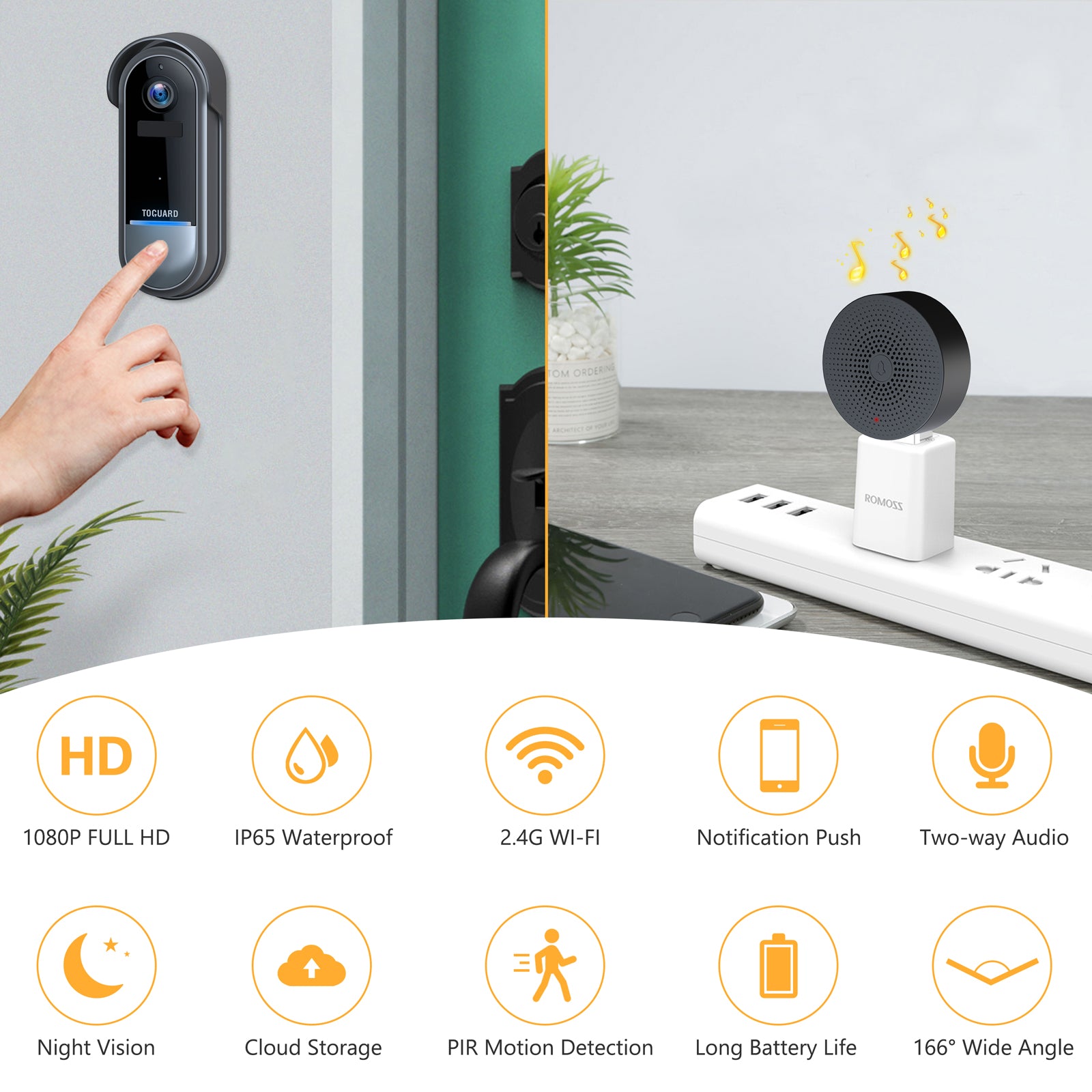 Smart Wireless Wi Fi Door Bell, Door Bell Wifi Smart Life