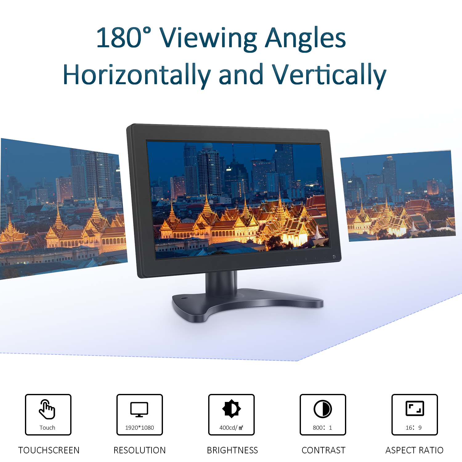 Toguard D119 Kleiner HDMI-Monitor 12 Zoll 1920 x 1080 LCD HD-Touchscreen-Monitor HDMI-Computerbildschirm