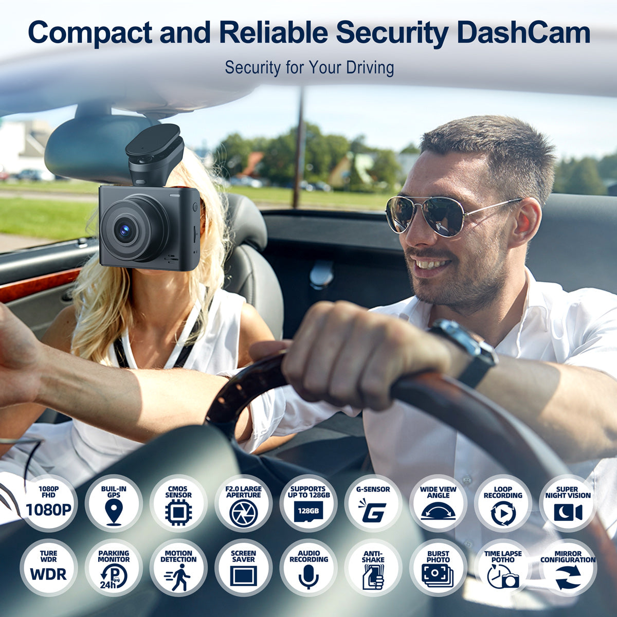 Toguard M200 1080P 3 Channel Front and Rear Inside Triple Car Camera With With GPS & Speed