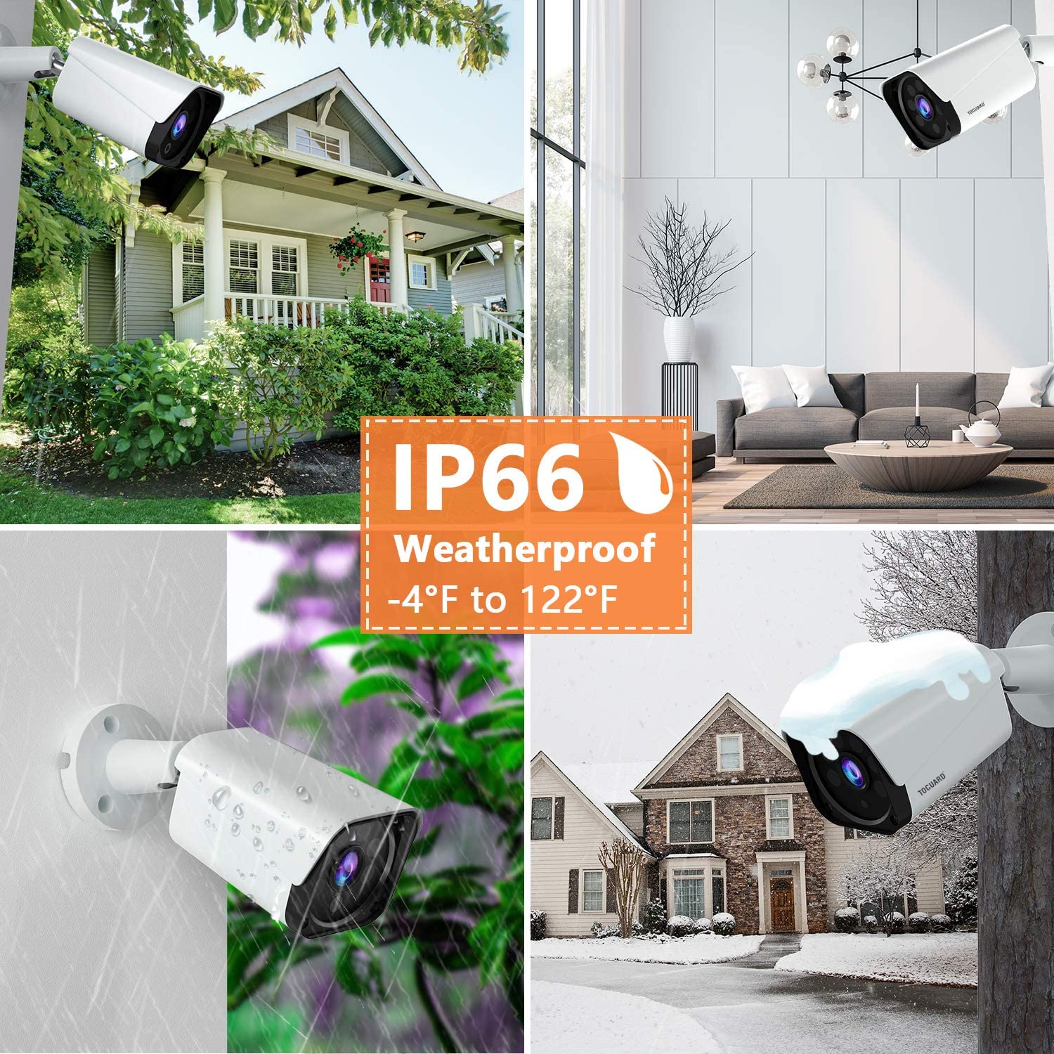 Toguard W204 Home Security Camera System 4pcs 1080P Cameras（Only available in the US）