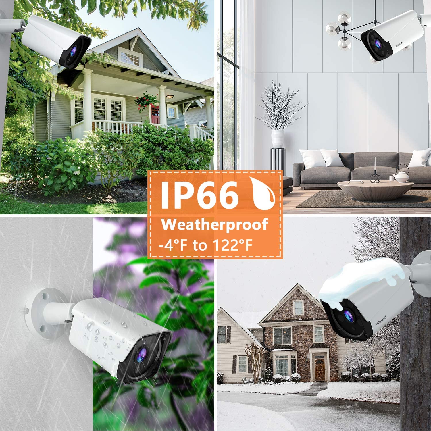 Toguard W204 Home Security Camera System 4pcs 1080P Kameras 8CH DVR Outdoor wasserdichte kabelgebundene CCTV-Überwachungskameras