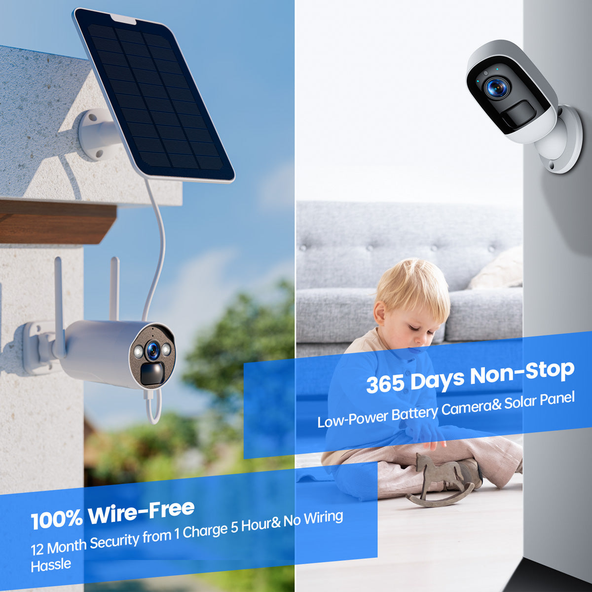 Toguard SC05 3MP Wireless Outdoor+Indoor Home Security Camera With Months Battery Life