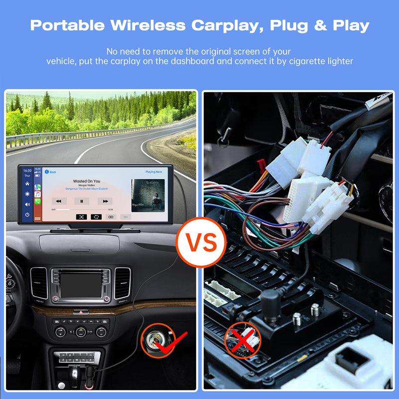 Toguard RC06 10'' Touch Apple Carplay Car Play Screen Audio Car Receiver with Stereo GPS Navigation, Siri/Google Assistant Player