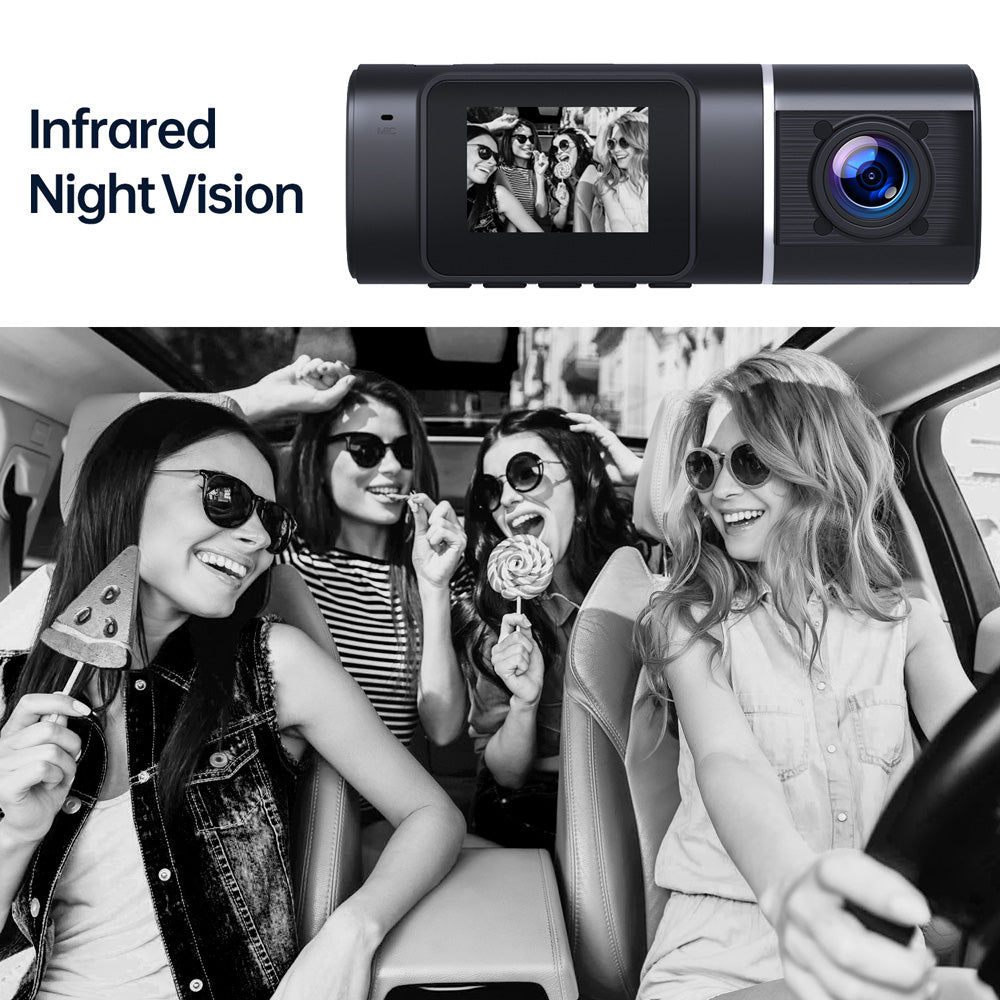 Toguard C300 3 Channels Dash Cam with IR Night Vision FHD 1080P Front 720P Inside Cabin and 720P Rear Dash Camera With WDR, Loop Recording,