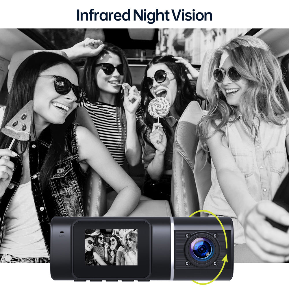 Toguard C310 Dual Dash Cam Front and Inside 1080P Dash Camera for Cars With 64GB SD Card(USA  ONLY)