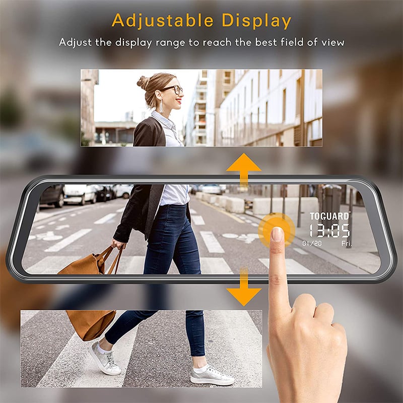 Toguard CE60H 2.5K Mirror Dash Cam pour voitures avec caméra de recul étanche