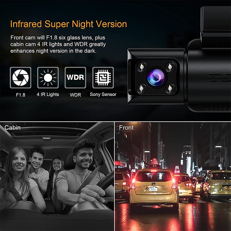 TOGUARD 4K Caméra de voiture à Vision nocturne infrarouge avec