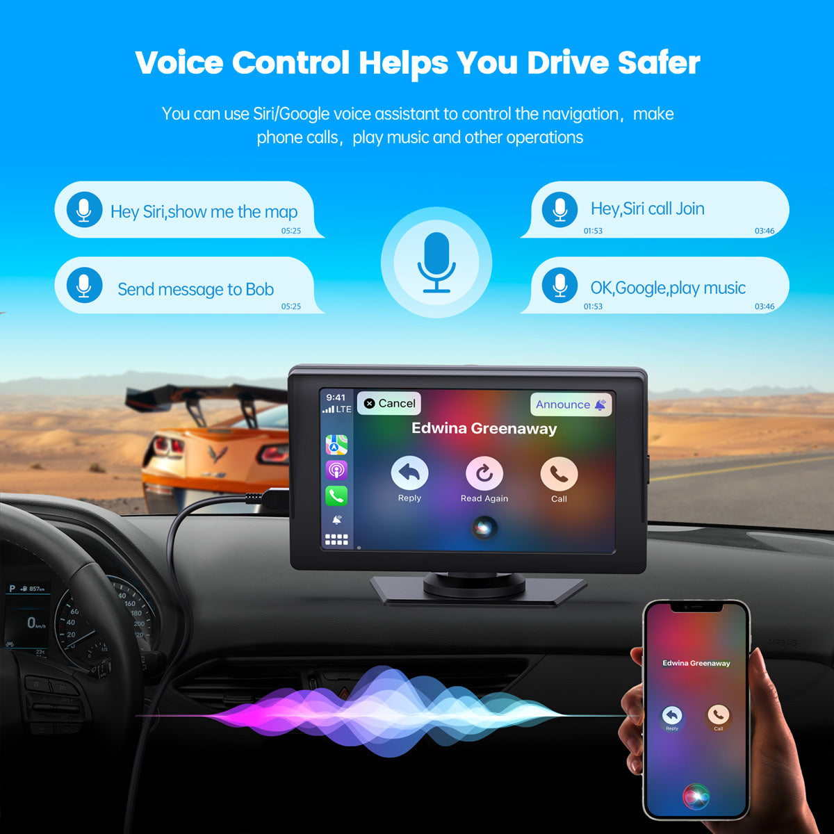 Toguard RC04 7'' Wireless Apple Car Play & Android Auto Touch Screen Sync GPS Navigation Audio Car Radio Receiver for Car, Bluetooth, Siri, Multimedia Player, FM